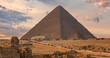 Sphinx and pyramids on the Giza plateau