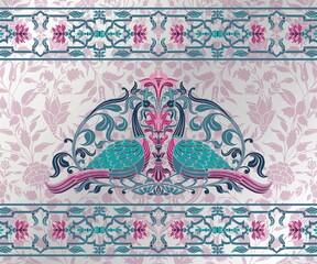 Wall Mural - peacocks, feathers ,wedding card design, royal India	