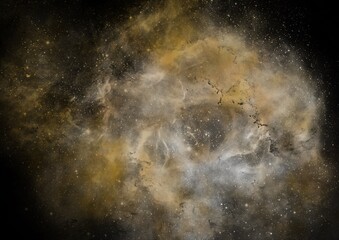 background with space - illustration of a yellow nebula with white and black - galaxy background