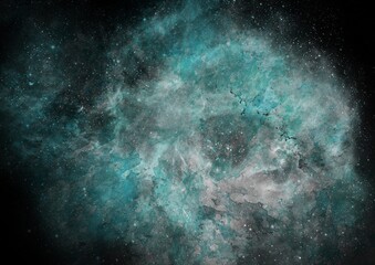 Wall Mural - background with space - illustration of a blue nebula with white and black - galaxy background
