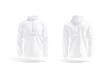 Blank white windbreaker mockup, front and back view