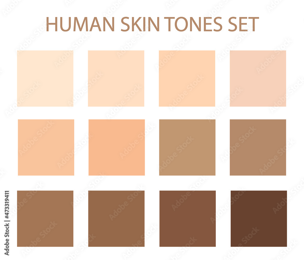 Creative vector illustration of human skin tone color palette set ...