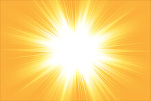 Sun With Lens Flare Abstract Vector Summer Yellow Rays Background