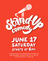 Wall Mural - Stand up comedy. Vector lettering poster template.