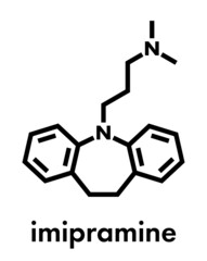 Wall Mural - Imipramine antidepressant drug molecule. Skeletal formula.
