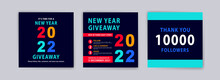 New Year Giveaway. Happy New Year 2022 Banner. Banner Vector Illustration For Background, Greeting Card, And Postcard.