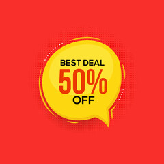 Wall Mural - Best deal 50 percent off discount offer banner