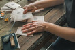 © shintartanya - Astrology. Astrologer calculates natal chart and makes a forecast of fate Tarot cards, Fortune telling on tarot cards magic crystal, occultism, Esoteric background. Fortune telling,tarot predictions