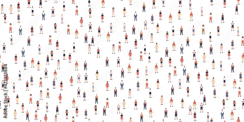 Seamless crowd people pattern set in flat style. Vector illustration ...