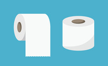 Toilet Paper Tissue Isolated. Toilet Paper Roll In Flat Style. Vector Stock