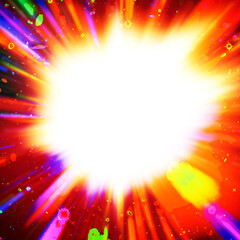 Wall Mural - colourful starburst explosion border with white copyspace centre. the elements of this image furnish