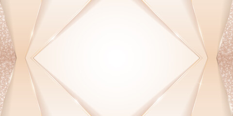 Wall Mural - vector abstract shiny luxury papercut background with golden lines, glitter and diamond-shaped copy 