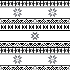 Wall Mural - Black and white tribal ethnic pattern with geometric elements, traditional African mud cloth, tribal design. fabric or home wallpaper design