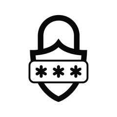 Wall Mural - Security shield icon. Shield with lock and stars. Vector illustration. Protection personal data icon