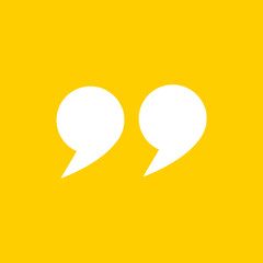 Quotation Marks, White Symbol on Bright Yellow Background, Quoting Marksю