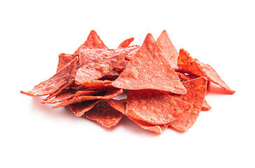 Wall Mural - Salted tortilla chips triangle with red beet flavor