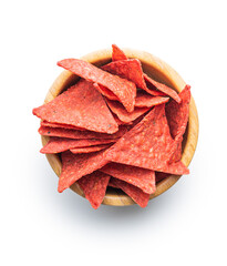 Wall Mural - Salted tortilla chips triangle with red beet flavor