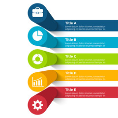 3d vector perspective infographic. presentation template. 5 step options. chart concept. pillars wit