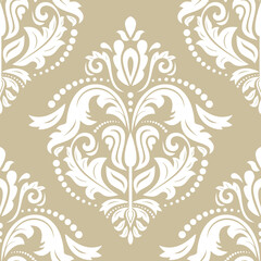 Sticker - Orient vector classic pattern. Seamless abstract background with vintage elements. Orient golden and white background. Ornament for wallpapers and packaging