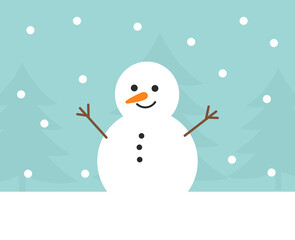 Wall Mural - cute snowman winter christmas card.