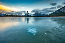 Sunset Skate On Vermillion Lakes In Banff Alberta