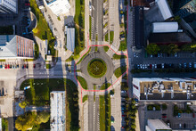 Aerial View Of A Roundabout At Zagreb Business Neighbourhood, Cr
