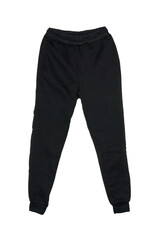 Wall Mural - blank training jogger pants color black on invisible mannequin template front view on white backgrou