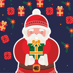 Poster - santa claus with gift