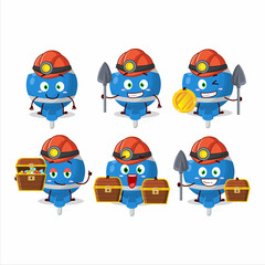 Sticker - miners blue lolipop wrapped cute mascot character wearing helmet