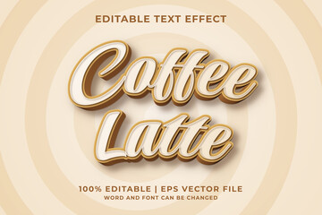 Wall Mural - Editable text effect - Coffee Latte 3d template style premium vector