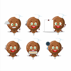 Poster - Cartoon character of orange lolipop wrapped with various chef emoticons