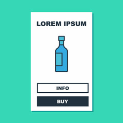 Filled outline Bottle of wine icon isolated on turquoise background. Vector