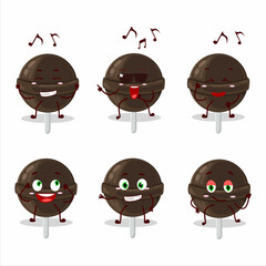 Poster - An image of sweet chocolate lolipop dancer cartoon character enjoying the music