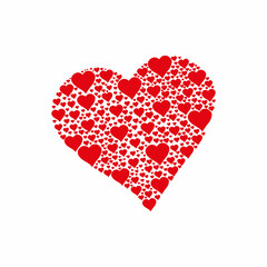  Valentines composition of the hearts. Big heart from little red hearts. Vector illustration