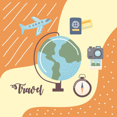 Wall Mural - world and travel icons