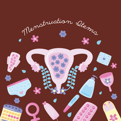 Poster - menstruation items and lettering