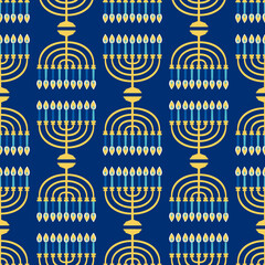 Wall Mural - Hanukkah menorah seamless pattern. Religious background for jewish holidays. Vector illustration