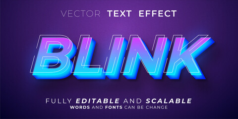 blink text effect, editable 3d text style