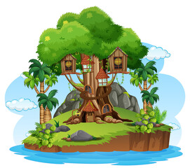 Canvas Print - Fantasy tree house in the forest