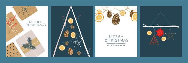 Fototapete - Christmas New Year zero waste ornament card set