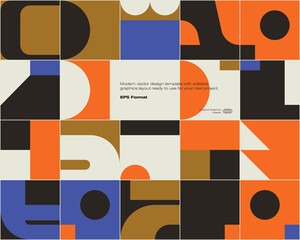 Wall Mural - mid-century design aesthetics vector poster template
