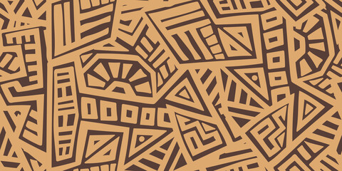 Canvas Print - Unique Geometric Vector Seamless Pattern made in ethnic style. Aztec textile print. African traditional design. Creative boho pattern. Perfect for site backgrounds, wrapping paper and fabric design.