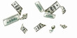 Us dollar. American money, falling cash. Flying hundred dollars isolated on white background.
