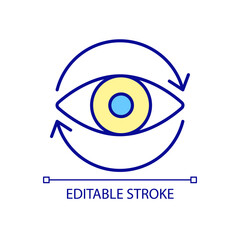 Massage lines for eye RGB color icon. Repeat the process. Ophthalmologist prescription. Preparation before surgical procedure. Isolated vector illustration. Simple filled line drawing. Editable stroke