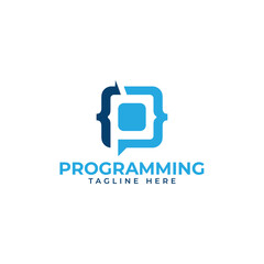 programming logo letter mark p coding logo design vector template