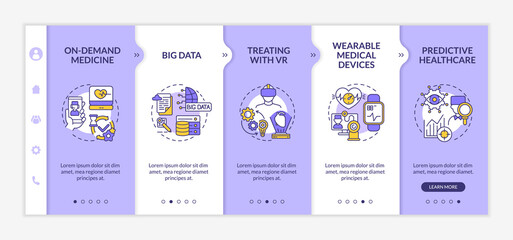 Wall Mural - healthcare system digitalization onboarding vector template. responsive mobile website with icons. w