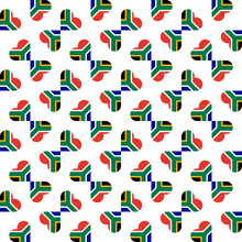 Seamless South Africa Flag Heart Pattern. Vector Illustration. Print, Book Cover, Wrapping Paper, Decoration, Banner And Etc