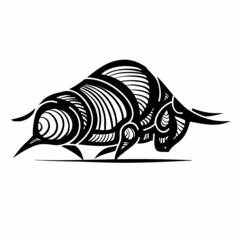 stylized bull in a fighting pose in black and white color, logo, isolated object on white background, vector illustration,