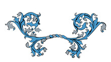 Torse And Laurels With Oak Leaf Motif In Blue And Silver Heraldry