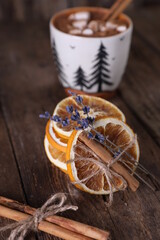 Sticker - Cocoa with marshmallows, cinnamon and dried oranges